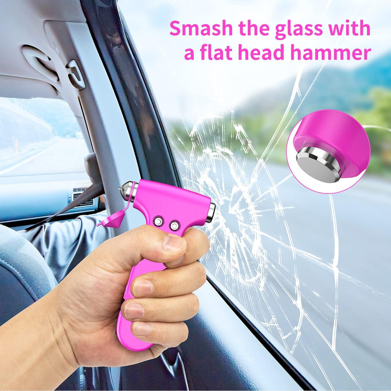 Window Breaker, 3-in-1 Emergency Escape Tool with seat Belt Cutter and Glass Breaker, Safety Emergency Car Escape Tool for Car, Electroplating Pink