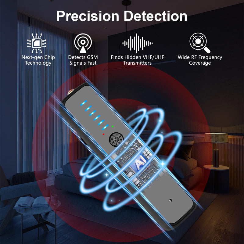 BEE&FLOWER Hidden Camera Detector – Upgraded Portable RF Signal Scanner, Wireless Bug Finder for Travel, Hotel, Home & Office (Black)