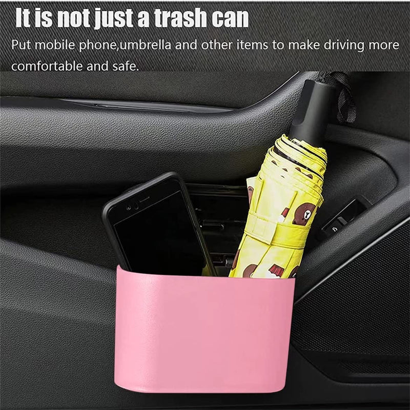 Car Trash Can, Mini Trunk Push Hanging Portable Car Bin with 2 roll Disposable Trash Bag for Car, Home, Office. (Car Trash can Pink) Car Trash can pink