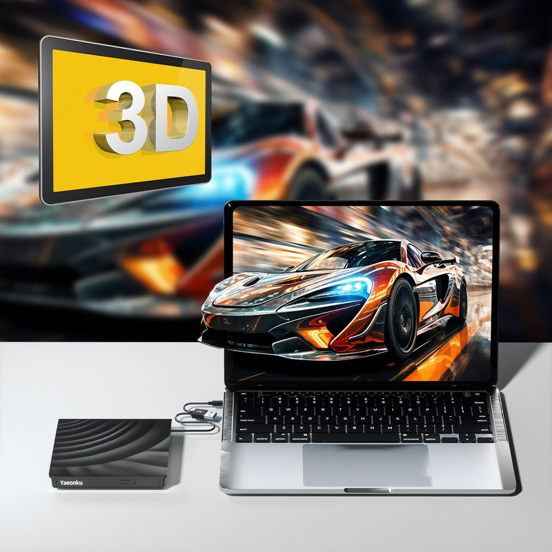 External Blu Ray Drive, USB 3.0 Type-C 3D Bluray CD DVD BD Reader Player Slim Optical Bluray CD/DVD Burner for MacBook Laptop Desktop PC Compatible with Mac OS Windows XP/7/8/10/11 External Blu Ray Drive