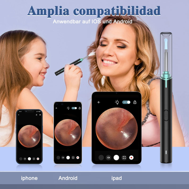 Ear Wax Remover, 1920P Ear Cleaner, IP67 Ear Cleaner | 1920P Sensor, 3 Axis Gyroscope, IP67 Waterproof, 8 Replacement Attachments, Compatible with Android Smartphones, iPhones and iPads