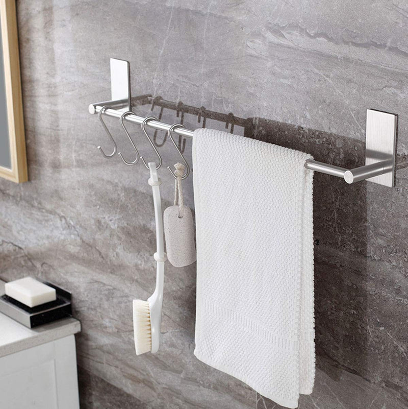 Bathroom Towel Bar Towel Holder,ULIFESTAR Strong 3M Self Adhesive Hand Towel Holder,Wall Mounted Stainless Steel Towel Rack for Bathroom,Kitchen Dish Cloths Hanger,Brushed Nickel (22'') 22''