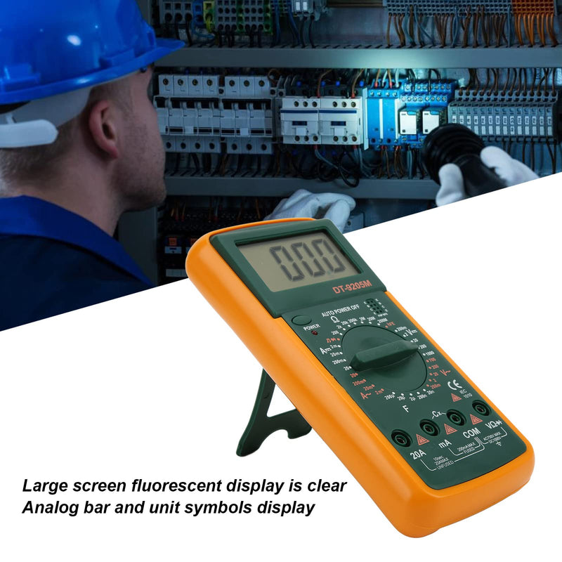 DT-9205M Handheld Multimeter LCD Digital Display Voltage Current Monitor Household Energy Consumption Tester Portable Voltmeter and Ammeter Ohmmeter Resistance Meter with 2 Test Pins