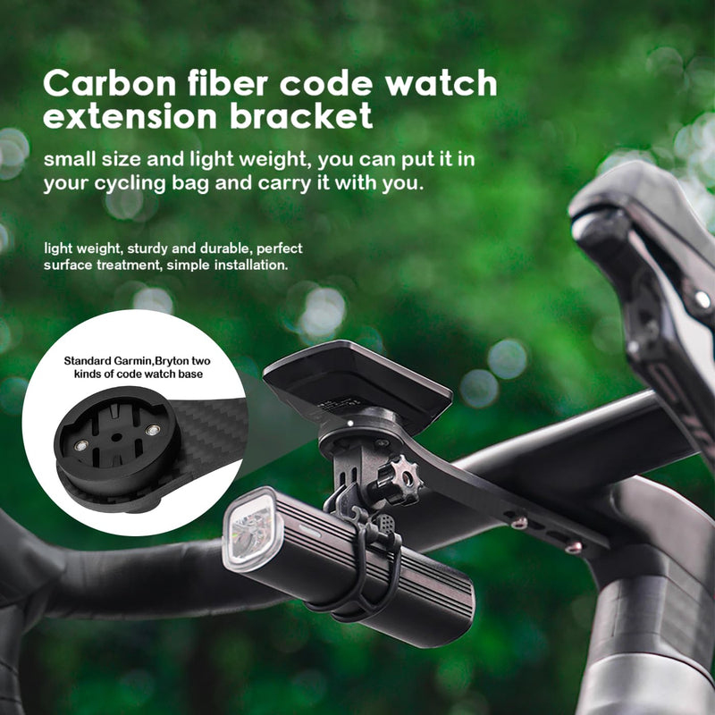 Mesee Bicycle Out Front Mount, Road Bike Computer Mount Carbon Fiber Integrated Handlebar Computer Holder Extension for Holding Bike Computer, Action Camera, Cycling Lights, Flashlight, Headlight