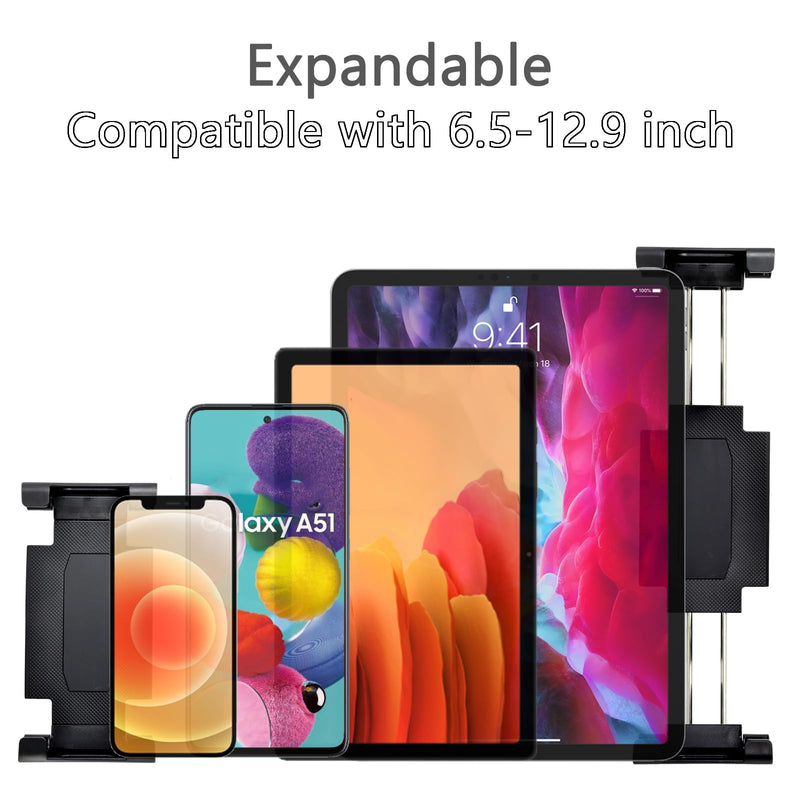 Aluminum Arm Heavy Duty Tablet Mount Drill Base - for 6.5"-12.9" Tablet iPad Pro/Mini, iPad Holder for Truck, Car,Dashboard,Desk,Wall-Swivel with 1 inch/25mm Ball Joint