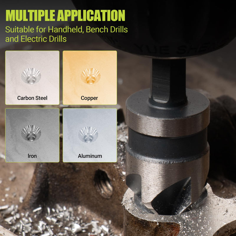 5 Pcs Four Spiral Flute Step Drill Bit Set, 6 Pcs Countersink Drill Bits with 1/4 Inch Quick Change Hex Shank, Nitriding HSS Drill Bits for Metal, Aluminum, Wood, Plastic HSS 11 Pieces (5 Step + 6 Countersink)