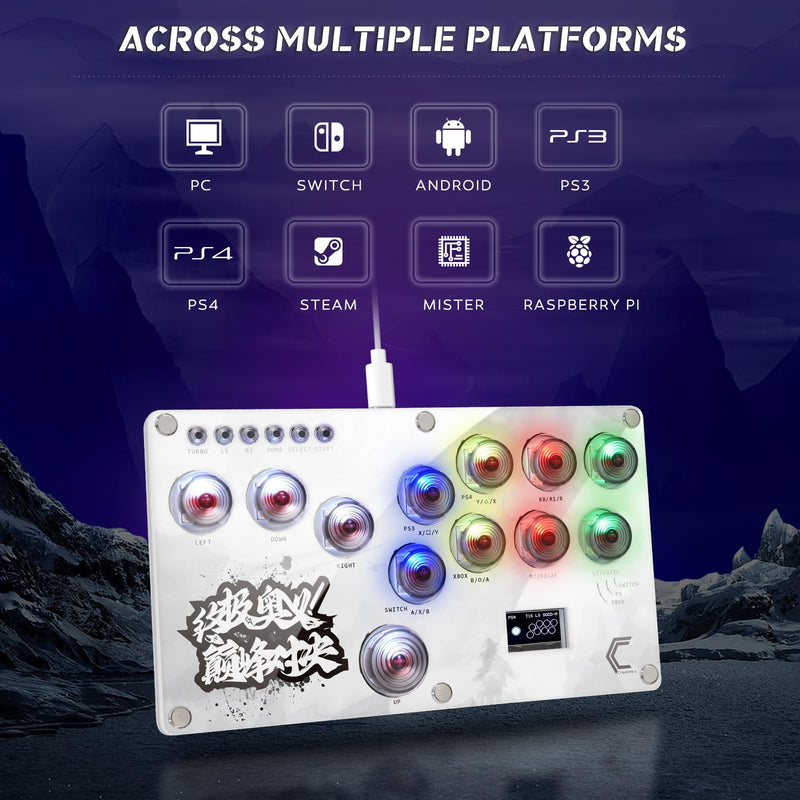 Arcade Stick, Fighting Game Controller 16Keys All-Button Gamerfinger with Custom RGB & Turbo Functions,Arcade Controller Street Fight for PC/Ps3/Ps4/Switch Game Keyboard-Supports Hot Swap & SOCD