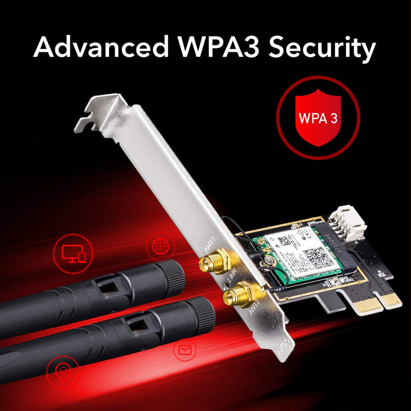 Cudy New AX3000 Wireless WiFi 6 PCIe Card for PC, Bluetooth 5.2, AX200, 3000Mbps WiFi 6 Speed, 802.11ax/ac/a/b/g/n, Windows 11, 10, WE3000
