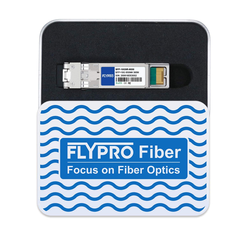 FLYPROFiber- 10GBase-SR SFP+ Transceiver, 10G SR LC Fiber Optics Multimode Module for Dell 407-BBOU (MMF 850nm 300m DOM)
