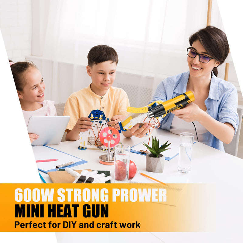 SEEKONE mini hot air gun, 600W dual temperature hot air gun 300℃ & 500℃, with overload protection and ceramic heating core for crafts, embossing, paint stripping, shrinking and shrink tubing