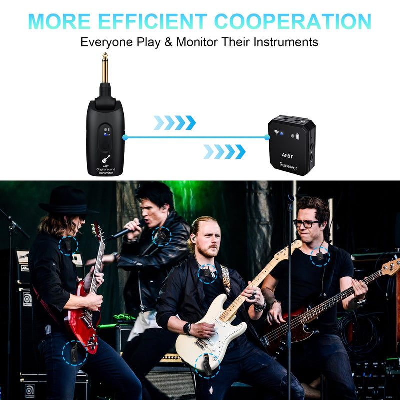A98T 2.4GHz Wireless in-Ear Monitor System – Low Latency, HD Audio, 100ft Range, 24-bit 48kHz for Clear Sound, Mono/Stereo, 5-Hour Battery, Ideal for Studio, Live Performance, Bands