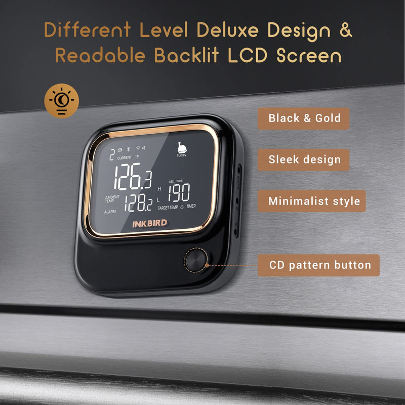 5GHz WiFi & Bluetooth 5.1 Meat Thermometer, Inkbird WiFi Grill Meat Thermometer for Grilling Smoker BBQ Cooking with 4 Probes, IBT-26S Wireless APP Control, Alarm Timer, Backlit LCD, Rechargeable 26S