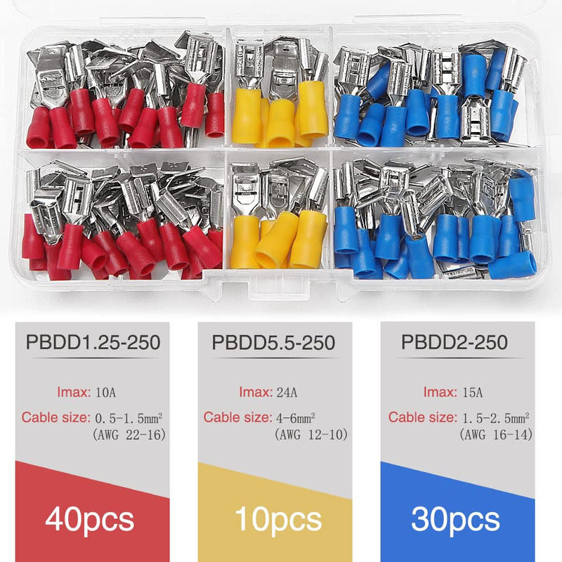YIXISI 80 pieces piggyback cable lugs set, crimp connector set, crimp connector, insulated electrical connector terminal 80 pieces