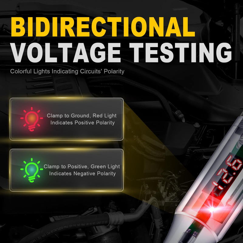 Automotive Test Light 5-90V Digital LED Circuit Tester with Voltage Display, Auto Bidirectional Light Tester, Electrical Voltage Tester with Extended Spring Wire & Probe for Car/RV/Vehicles Basic 90V LED Digital Display