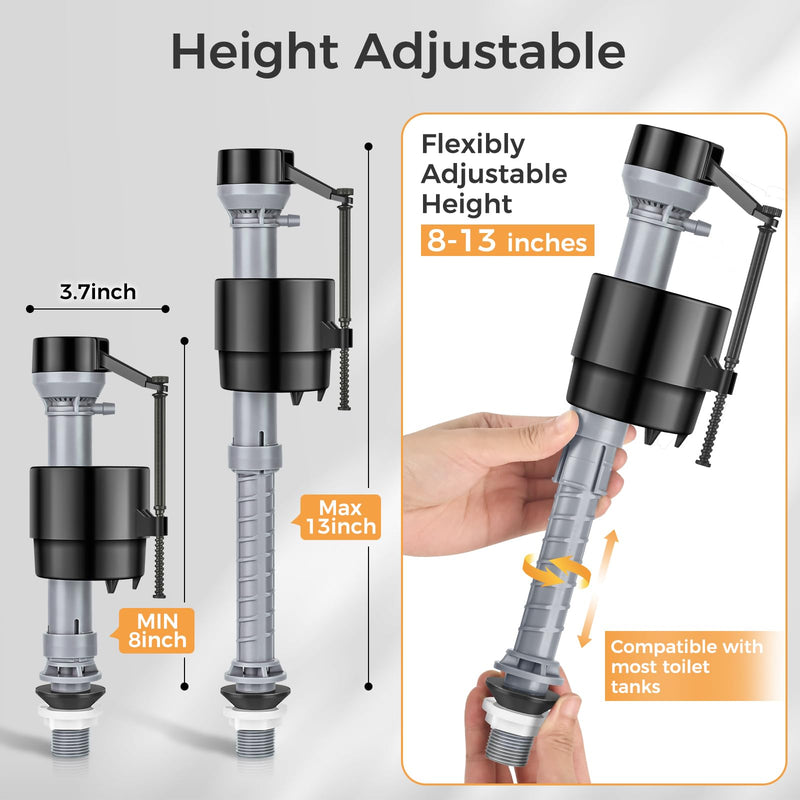 Universal Toilet Flusher Replacement Kit, Toilet Fill Valve and 2-Inch Flapper Replacement Kit, Toilet Parts Inside Tank Kit, Adjustable, Quiet and Easy to Install (2-Pack)