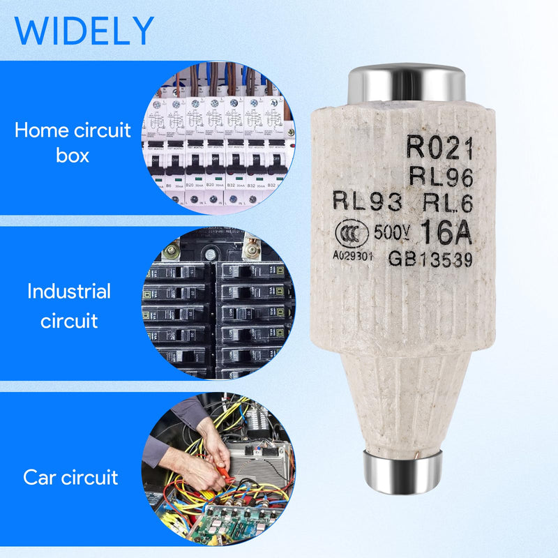 Taekooki Pack of 10 16A DII E27 R021 spiral ceramic fuses, fuses melting links, gG Diazed fuse links 500VAC, Diazed fuse link for cable and line protection