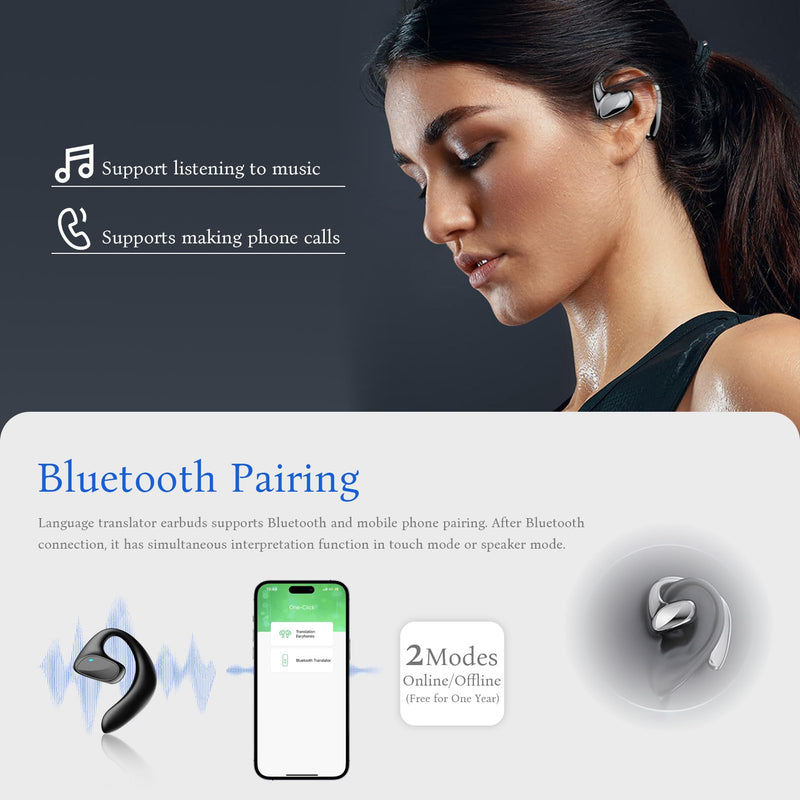 M8 Translator Earbuds, 144 Language Translator Device, Two Way Real Time Translation 97% High Accuracy, Support Music Calling, Fit for IOS for Android