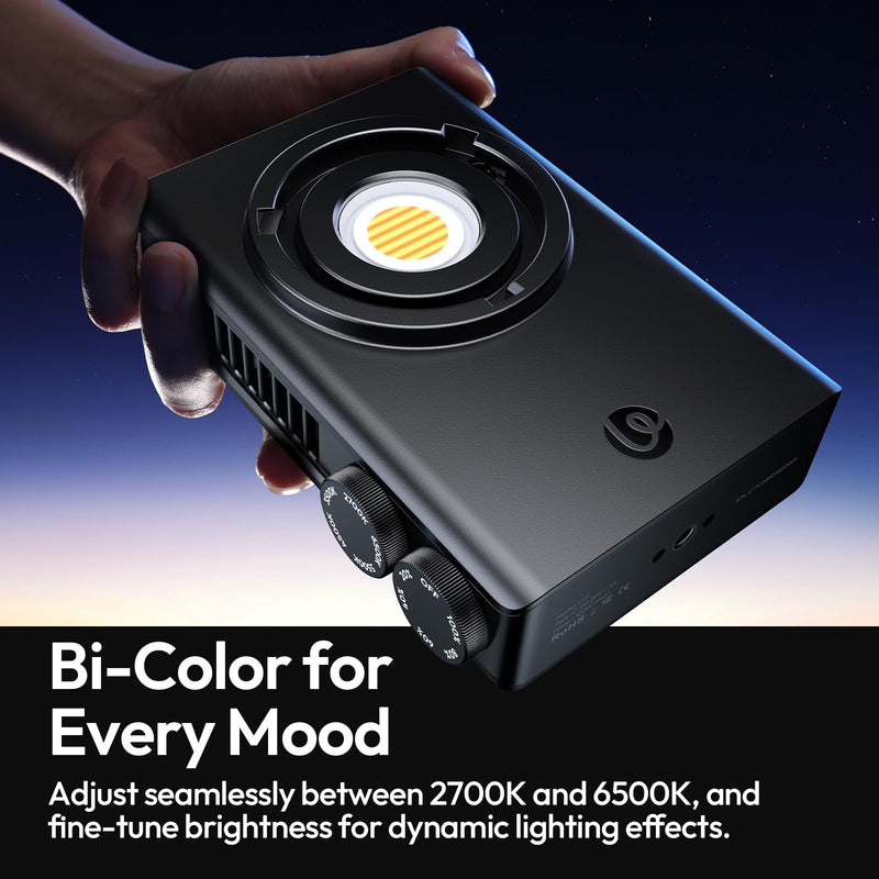 Ulanzi C01 100W COB Lights - PD 3.0 Powered, Led Video Light 2700K-6500K,14500Lx,CRI 96+, Knob Control, Compact & Lightweight (343g), Type-C Power Supply,for Portrait/Studio Lights,Mini Bowens Mount