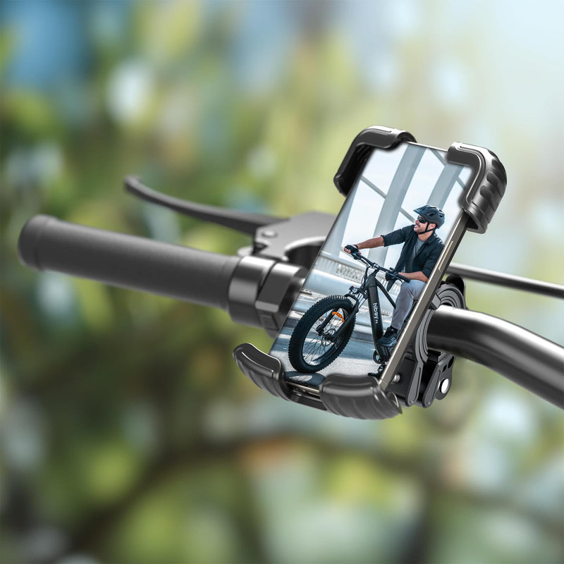 Hiboy Bike Phone Holder, 360° Rotatable Universal Motorcycle Phone Mount, Wrap Anti Shake Bicycle Scooter Handlebar Phone Clip for 5.1-6.8" Cellphone