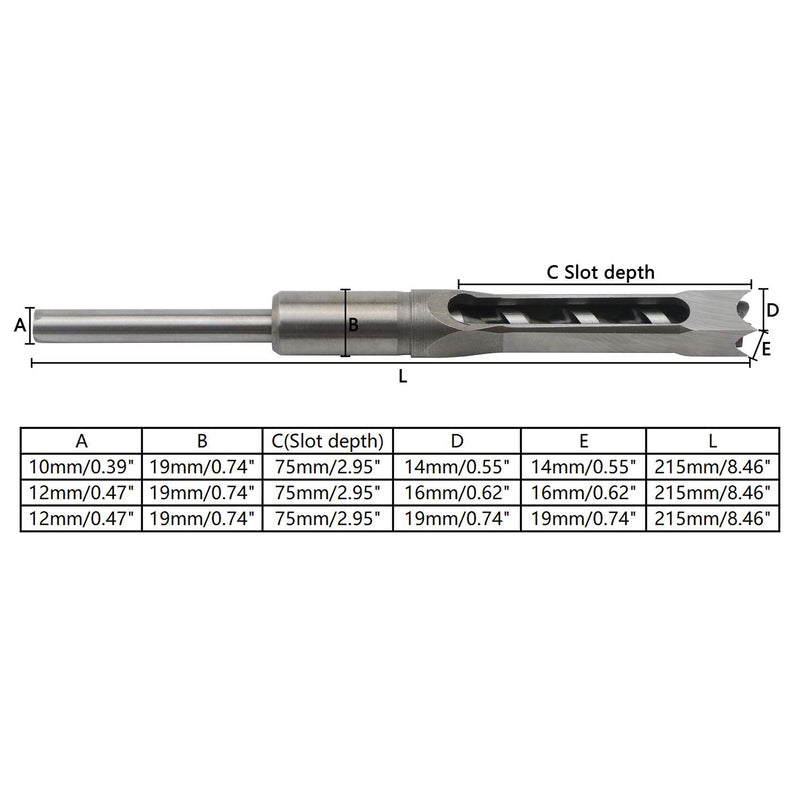 3pcs Woodworking Square Hole Drill Bits Mortising Chisel Set, Countersink Bits Woodworker Hole Saw Power Tool Kits Tool Set 9/16, 5/8, 3/4-Inch