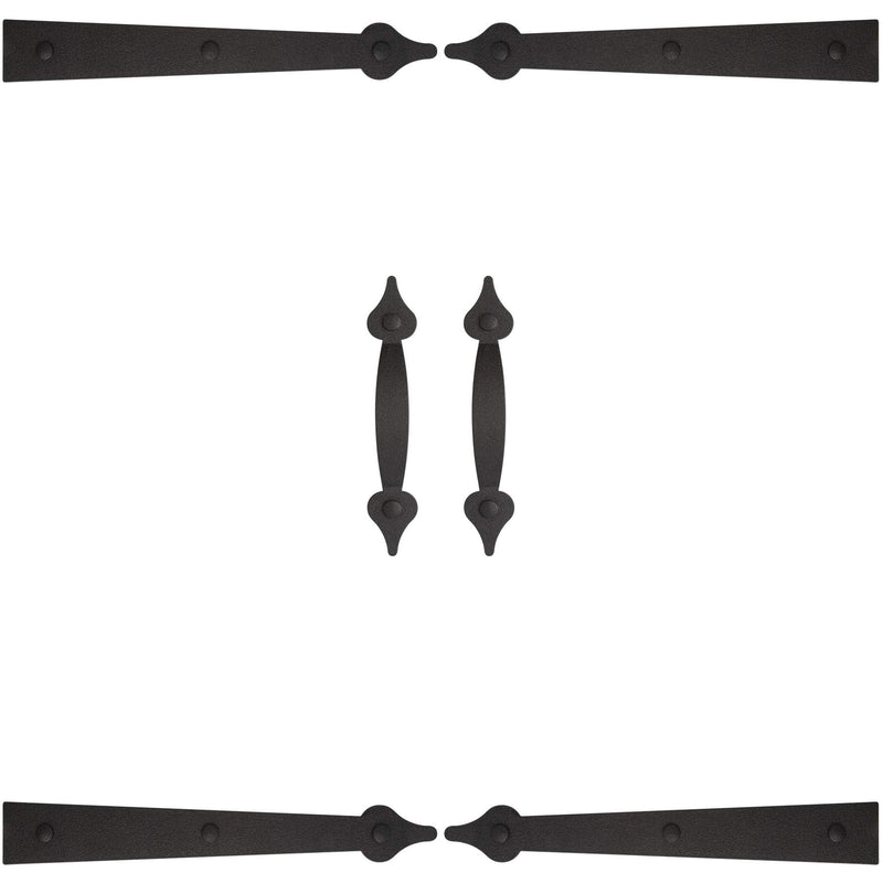 HILLMASTER Decorative Magnetic Garage Door Hinges Hardware, 12 Pieces Garage Door Accents Attractive Curb Appeal Faux Gate Hinges Handles Decor Hardware Kit, Black Rustic
