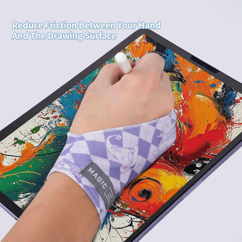 Artist Drawing Glove Art Two-Finger Glove Animal Print for Drawing Tablet/Pen Display/iPad for Right and Left Hand Blue