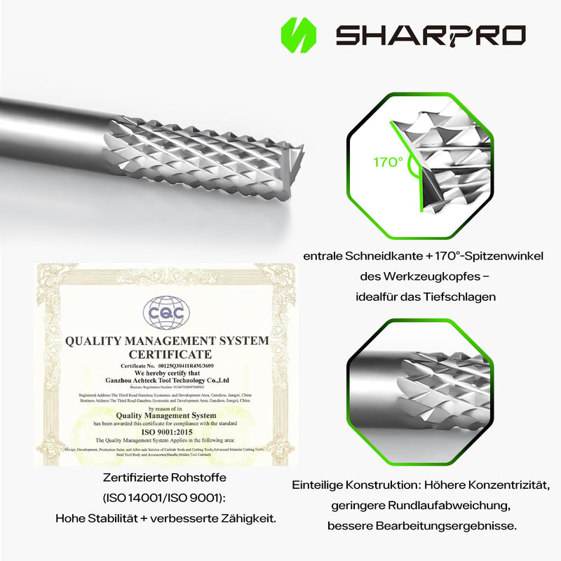 Carbide Carbide Burr End Mill 6 mm Shank for CNC and Router | Carbide burrs for metal milling drill, wood, groove cutter, chamfer cutter, engraving cutter SD 6mm - SKD 6mm - SL 18mm - GL 55mm