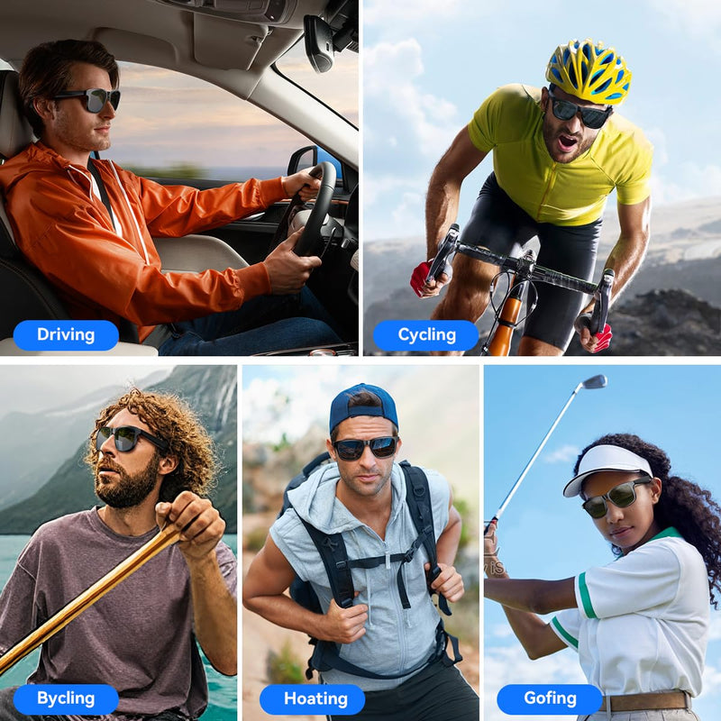 Smart Glasses for Men & Women, Bluetooth Sunglasses Audio Eyewear, Built-in Mic & Speakers, Athletic/Outdoor UV Protection Music SunGlass lenses Unisex