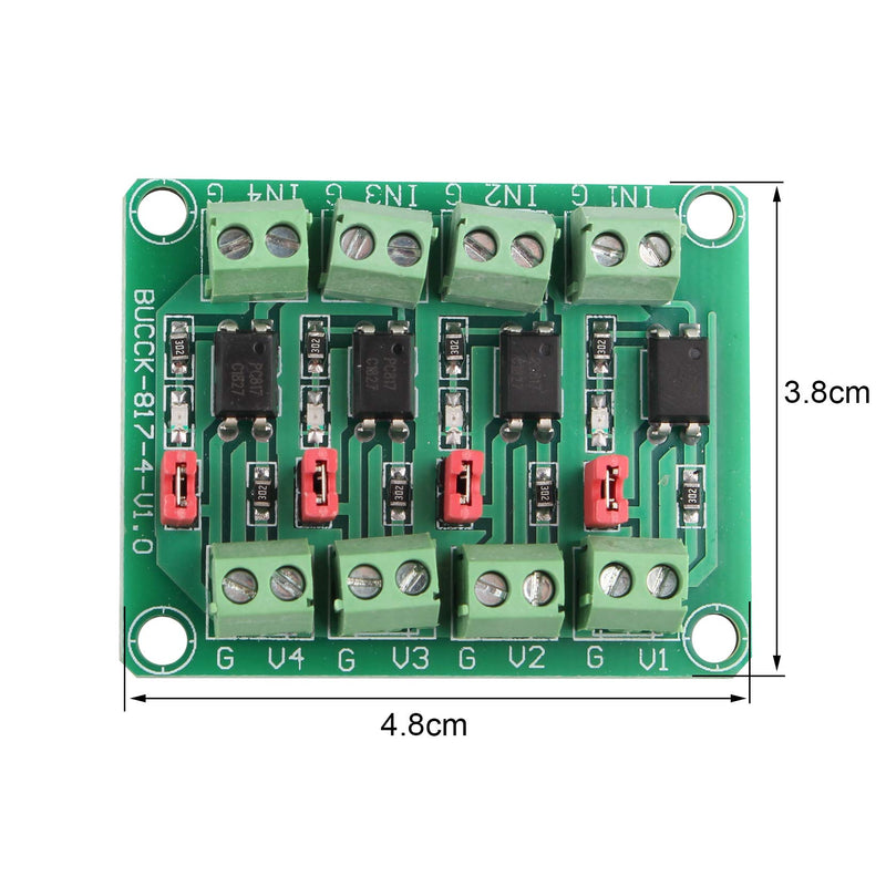 HALJIA PC817 4-Channel Optocoupler Isolation Board Voltage Converter Adapter Module 3.6-30V Driver Photoelectric Isolated Module PC 817