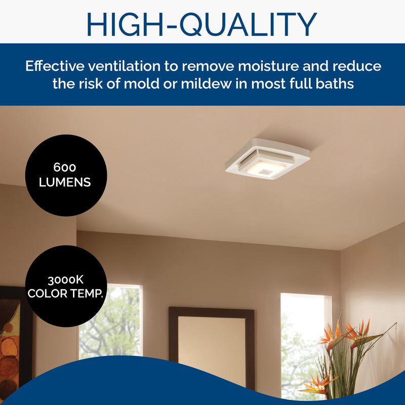 Broan-NuTone Nested Bluetooth Speaker Quick Install Bathroom Exhaust Fan Grille/Cover w/LED Light, White