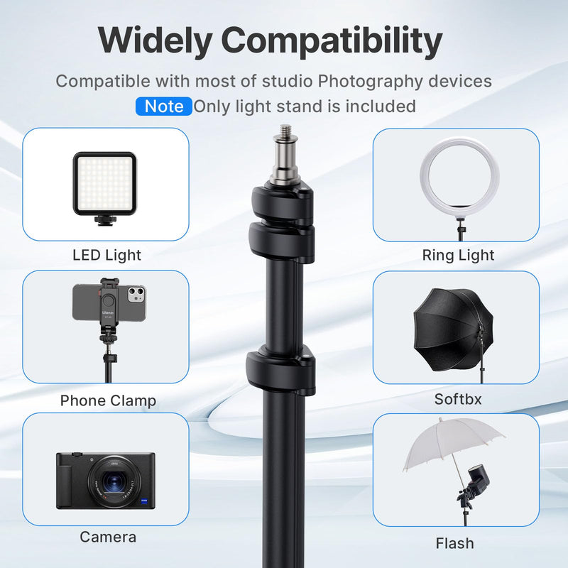 Ulanzi TT43 Extendable Photography Light Stand, Adjustable 6.23ft Aluminum Tripod, Reversible Portable Studio Lighting Tripod for Continute Output Lighting/Strobe Light/Webcams/Cameras/Softbox