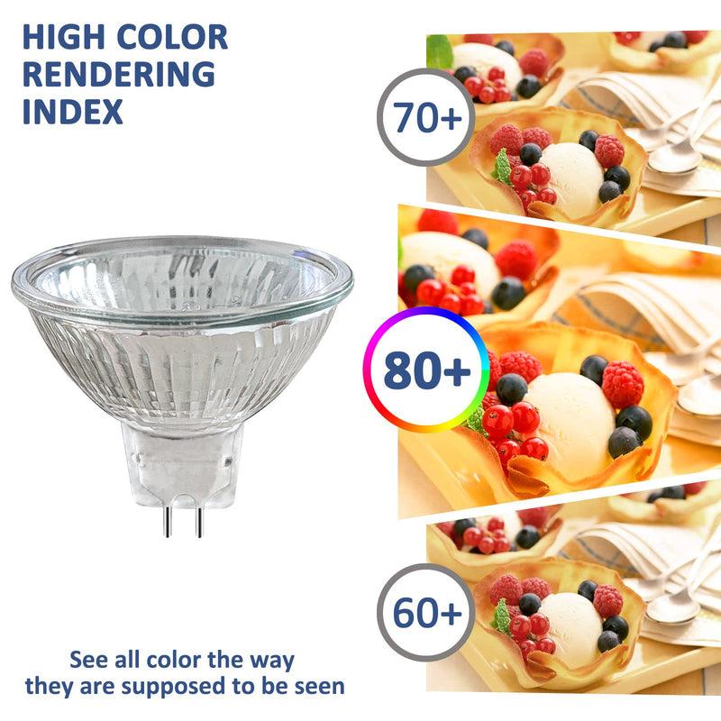 Caldarax Pack of 8 MR16 GU5.3 20W 12V Halogen Spotlights, Dimmable 2700K Warm White, 210LM, Halogen Reflector Light Bulb, GU5.3 Bi-Pin Base Spotlight 36° Beam Angle Mr16 Gu5.3 12v 20w