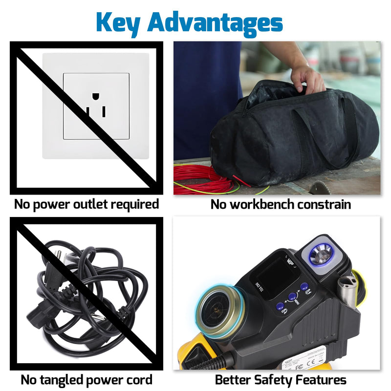 WEP 982-VI 1 Cordless Soldering Station for Dewalt 20V Battery Soldering Iron Kit with Integrated Holder, Tips Cleaner, °C-°F Conversion, Sleep Mode, 5 C235 Compatible Tips, 0.8mm Solder Wire 982-VI 1 for Dewalt