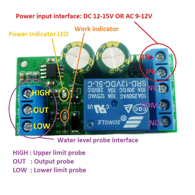 Water Level Sensor Automatic Sensor Module for Liquid 12V Sensor Switch for Aquariums
