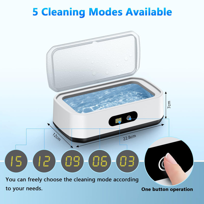 PKBD 2026 Upgrade Large Capacity Ultrasonic Cleaner, 50kHz Ultrasonic Cleaner Machine with 5 Modes Timer for Glasses Jewelry Dentures-304 Stainless Steel Tank, White & Black White&Black