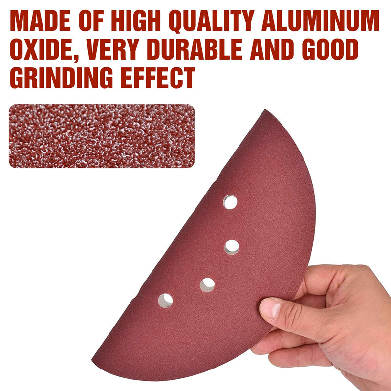 KONGMING Pack of 25 sandpaper 225 mm Velcro sanding discs 225 mm grit P40 10 holes in red for drywall sander eccentric sander sanding giraffe 40 25.0