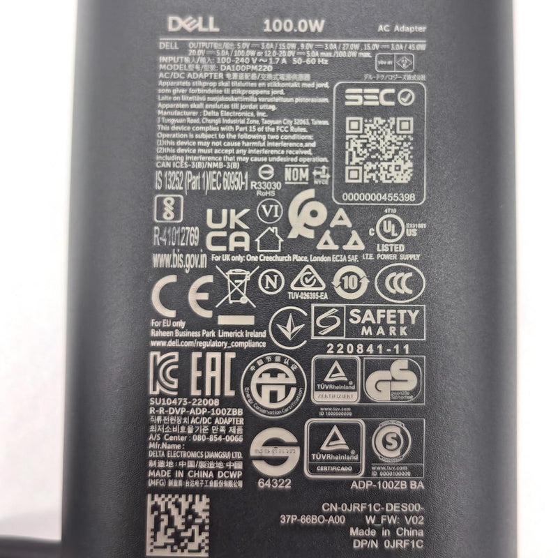 Dell 100W Laptop Charger USB C Type C GAN AC Adapter, XPS 14 9440 AC Charger, Latitude 9440 AC Adapter, Black, DA100PM220