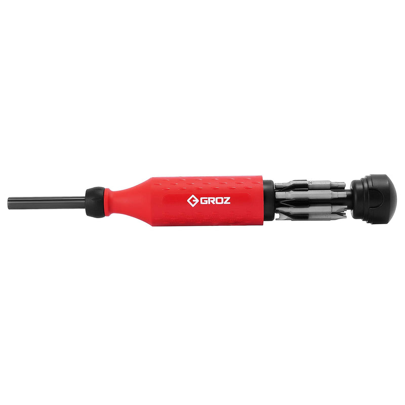 Groz 15-in-1 Screwdriver | Retractable Bit Cartridge | Palm Saver Cap | Easy Guide Collar | Tamperproof | #33715