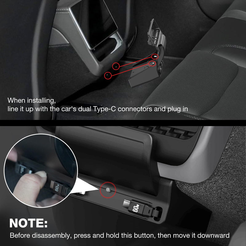Retractable Center Console USB Hub for Model 3 Highland 2024 / Model Y Juniper 2025, THELIFELICIOUS Car Phone Charger Suitable for Updated Model 3/Y Accessories Fast Charging Docking Station