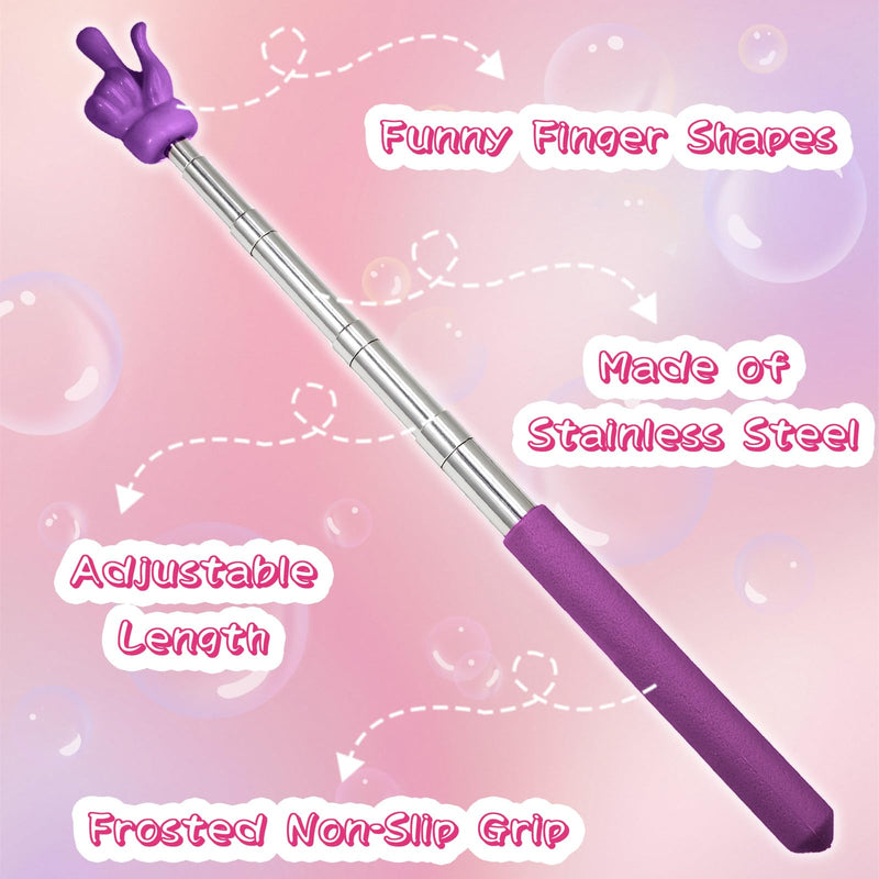 3 Pack Telescopic Teachers Pointer, Retractable Finger Pointer Sticks for Classroom, Stainless Steel Finger Stick for Lectures, Presentations (Purple, Yellow, Green)