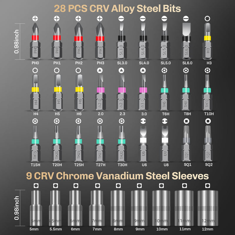 Magnetic Screwdriver Set 40-in-1 Ratchet Screwdriver Tool Kit with 270° Ball-Joint Handle - Portable CRV Bits Precision Repair Tool Set for Electronics,Computer,Phone,Bikes, Watches,Camera