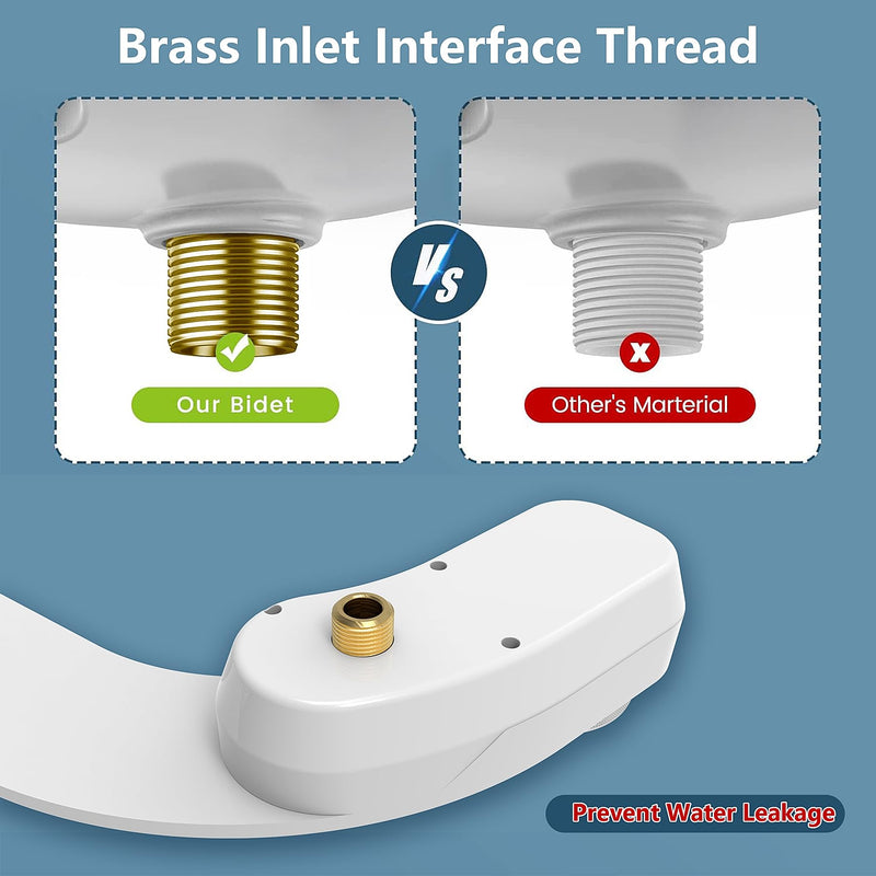 Left Hand Bidet, Ultra-Slim Left Handed Bidet Attachment for Toilet,Adjustable Water Pressure,Retractable Dual Nozzles for Frontal & Rear Wash - Chrome Knob