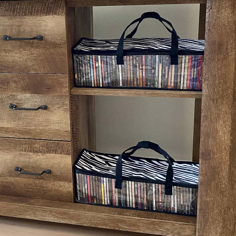 Evelots 2 Pack CD Storage Bags, Clear PVC Plastic-Holds 96 CDs With Cases Total-Strong Handles-Protects from Scratches/Dirt/Dust/Moisture Set of 2