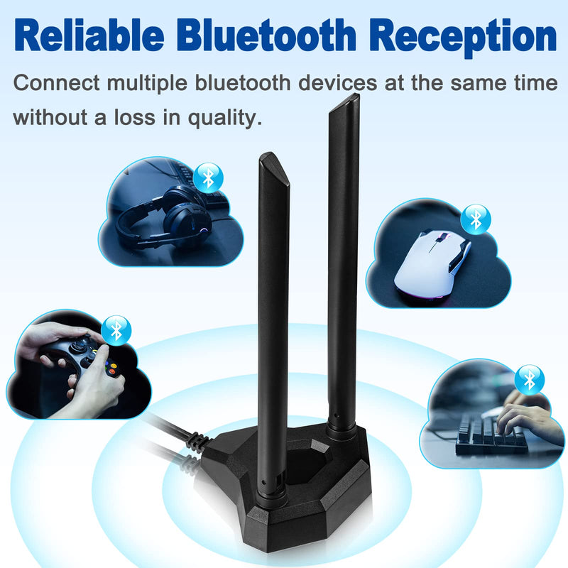 Eightwood Dual Band WiFi Antenna 2.4GHz 5GHz RP-SMA WiFi Antennae with 6.5ft Extension Cable for PC Desktop Computer PCI PCIe WiFi Bluetooth Card Wireless Network Router 8dbi wifi antenna