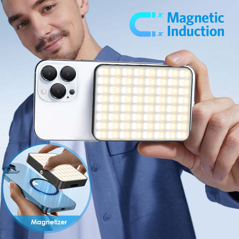 120 LED Selfie Light for Phone with Clip & Magnetic, 3 Light Mode 3000K-6500K, 2000mAh High Power Rechargeable with Cold Shoe Mount for Laptop, Makeup, TikTok, Selfie, Vlog