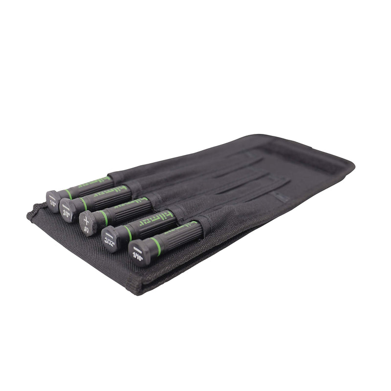Hilmor Precision Screwdriver Set with Storage Pouch, Black & Green, SDPS 1891089