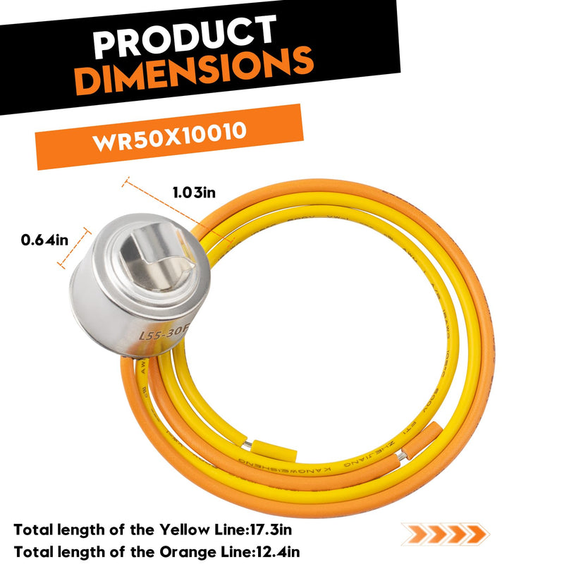 WR50X10010 Defrost Thermostat for GE, Kenmore Refrigerators, Compatible with 37TV31 Thermostat in HotPoint Refrigerators, Replaces AP2071285, 880016, AH303434, EA303434, PS303434, WR50X0131, WR50X131