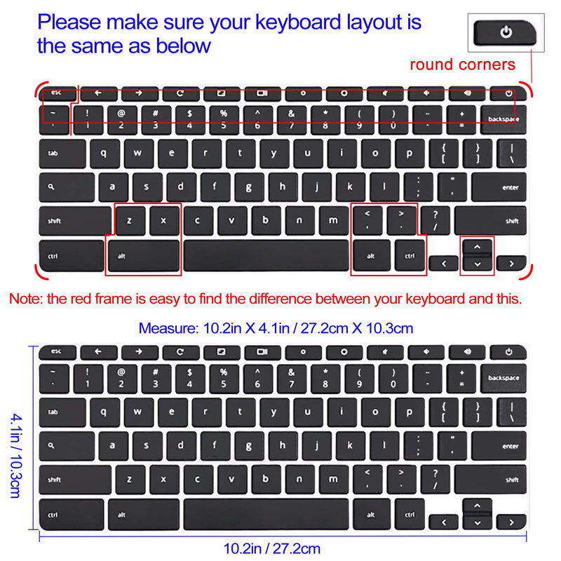 Silicone Keyboard Cover for HP Chromebook 11 x360, Chromebook 11 G2/G3/G4/G5/G6 EE/G7 EE, HP Chromebook 14-ca 14-ak 14-X Series, HP Chromebook 14 G2 G3 G4, Gray Blue Flower