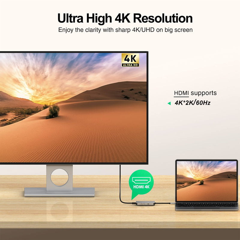 USB C Hub HDMI Adapter, 5 in 1 USB C to HDMI 4K USB 3.0 for Laptop PC Apple MacBook Pro, iMac Pro Chromebook XPS Windows Samsung