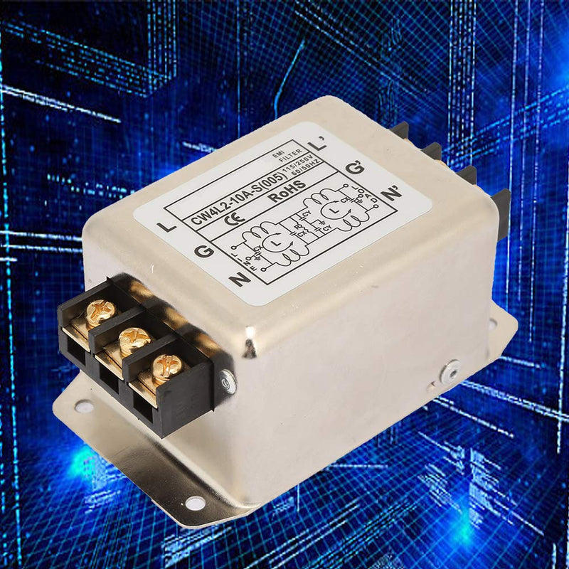 Telituny Power Filter-115V/250V 10A 50/60Hz Single Pole/Double Pole Single Phase Power Line EMI Filter Connector